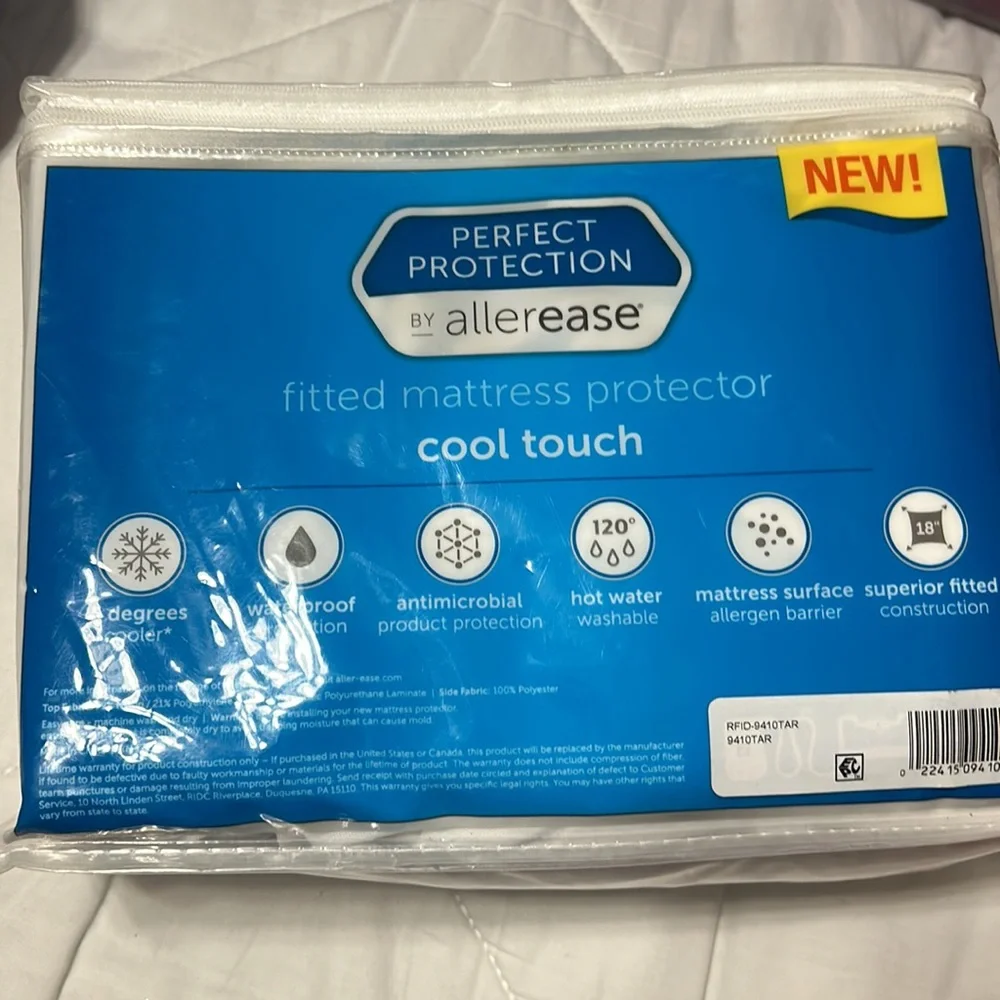 Mattress cover fitted cool touch in white water proof protection Allerease Twin